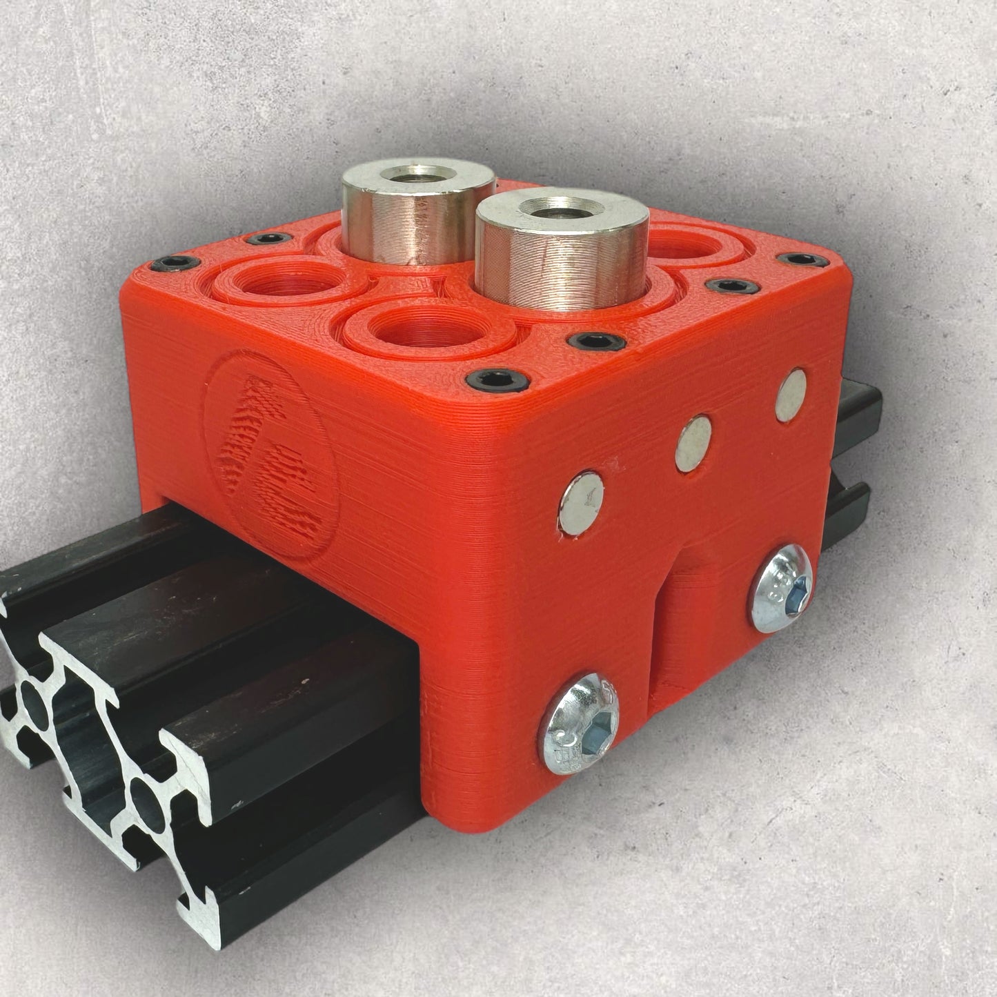 8020, 80/20, 2020, 2020 aluminum, 2020 aluminium, 20 Series, Aluminum Extrusion, Drilling Jig, Precision Drilling, Precision Hand Tool, 2040 Bi Freehand Drilling Jig, Left View