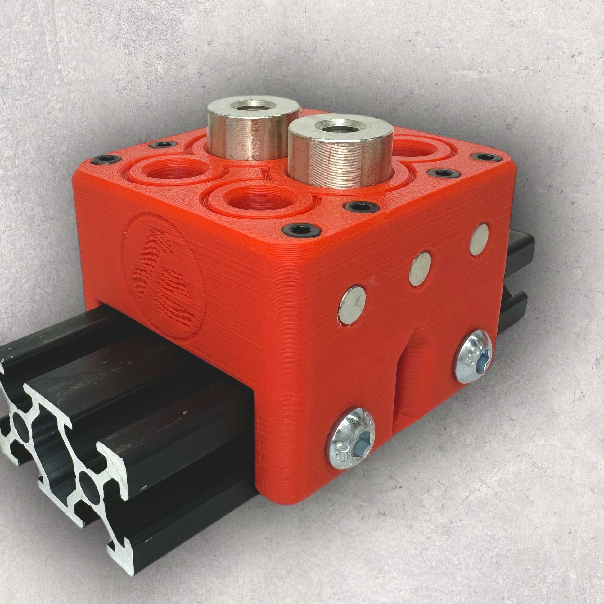 8020, 80/20, 2020, 2020 aluminum, 2020 aluminium, 20 Series, Aluminum Extrusion, Drilling Jig, Precision Drilling, Precision Hand Tool, 2040 Bi Freehand Drilling Jig, Left View