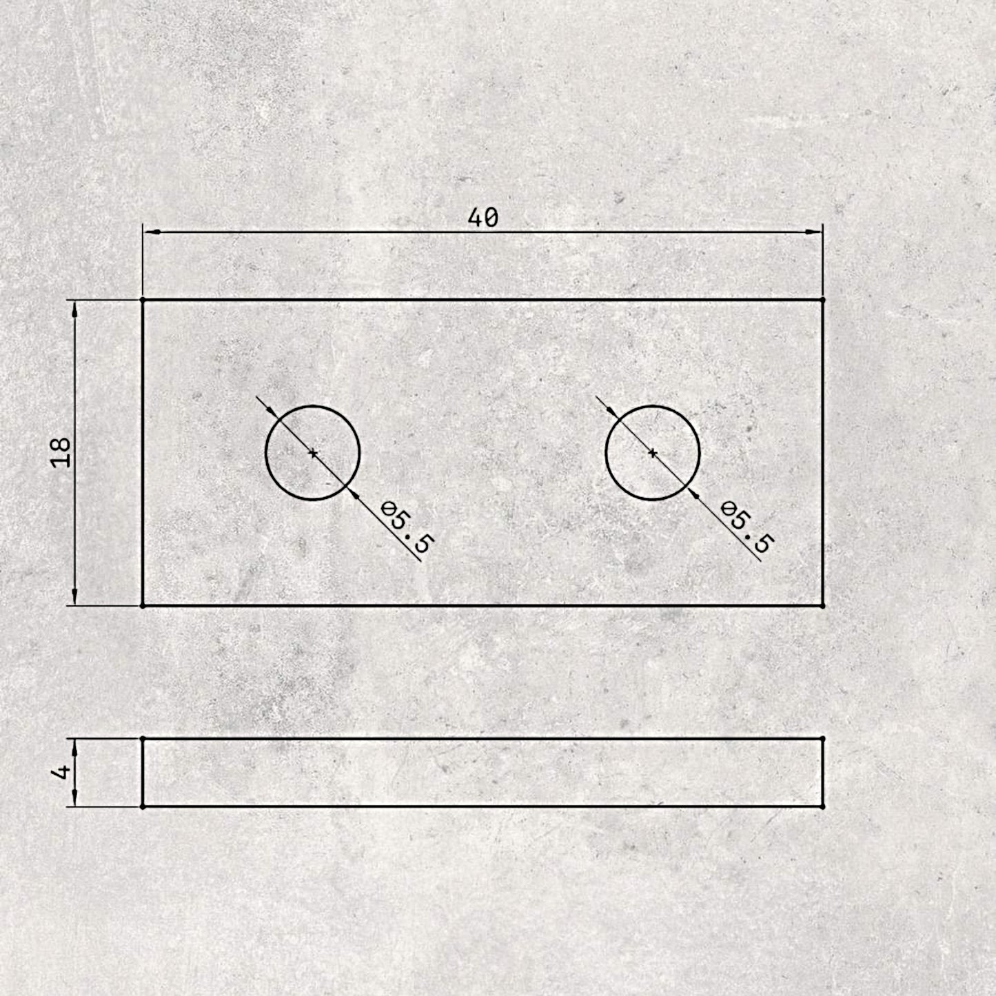 The Aluminum Carpenter, 8020, 80/20, Aluminium extrusion, Aluminum extrusion, Fixtures, Fasteners, Tools, 2040 Flush Plate, 2040, Flush Plate, Flush Plate Drawing 2 View