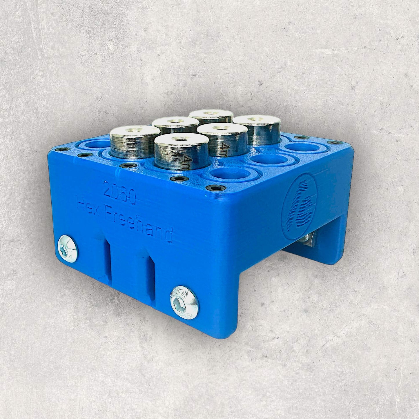 8020, 80/20, 2020, 2060, 2020 aluminum, 2060 aluminum, 2020 aluminium, 2060 aluminium, 20 Series, Aluminum Extrusion, Drilling Jig, Precision Drilling, Precision Hand Tool, 2060 Hex Freehand Drilling Jig, Front Right View