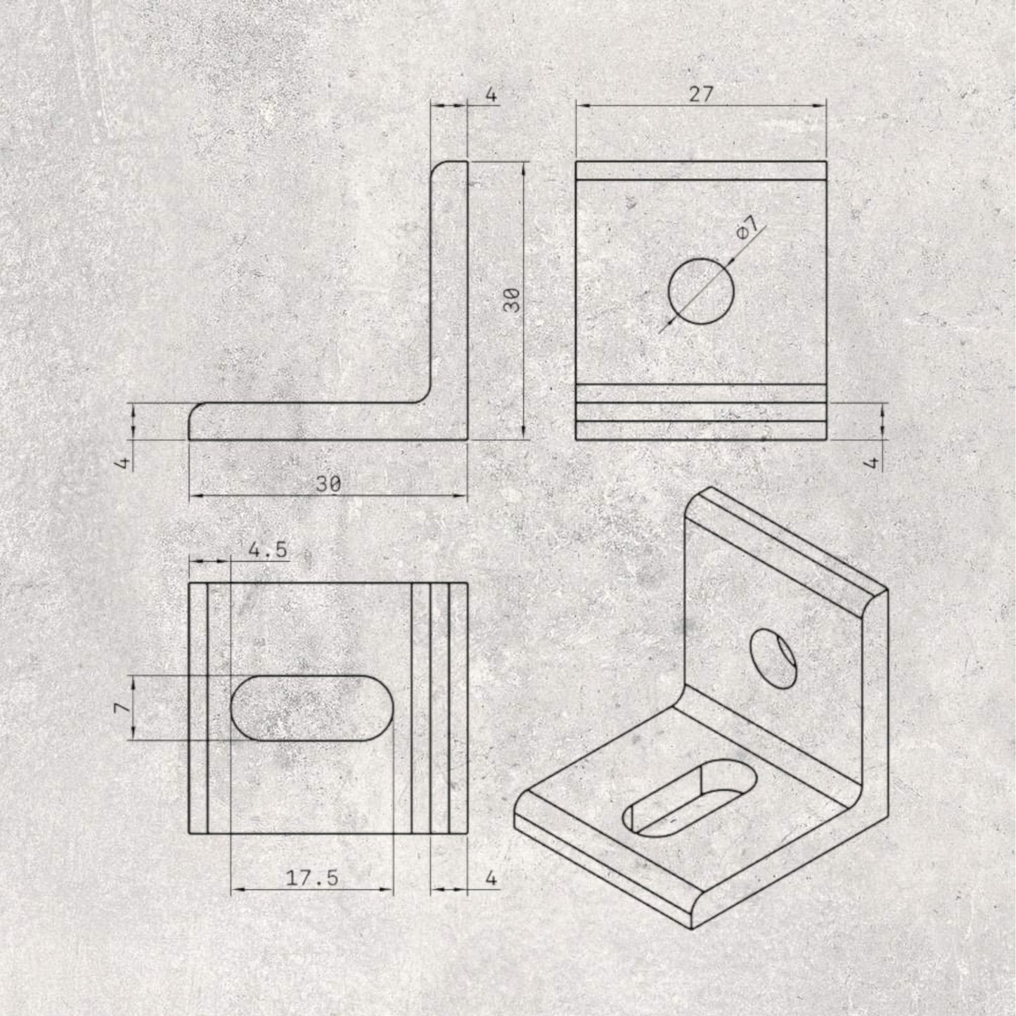 3030 Black Bracket (Set of 4)
