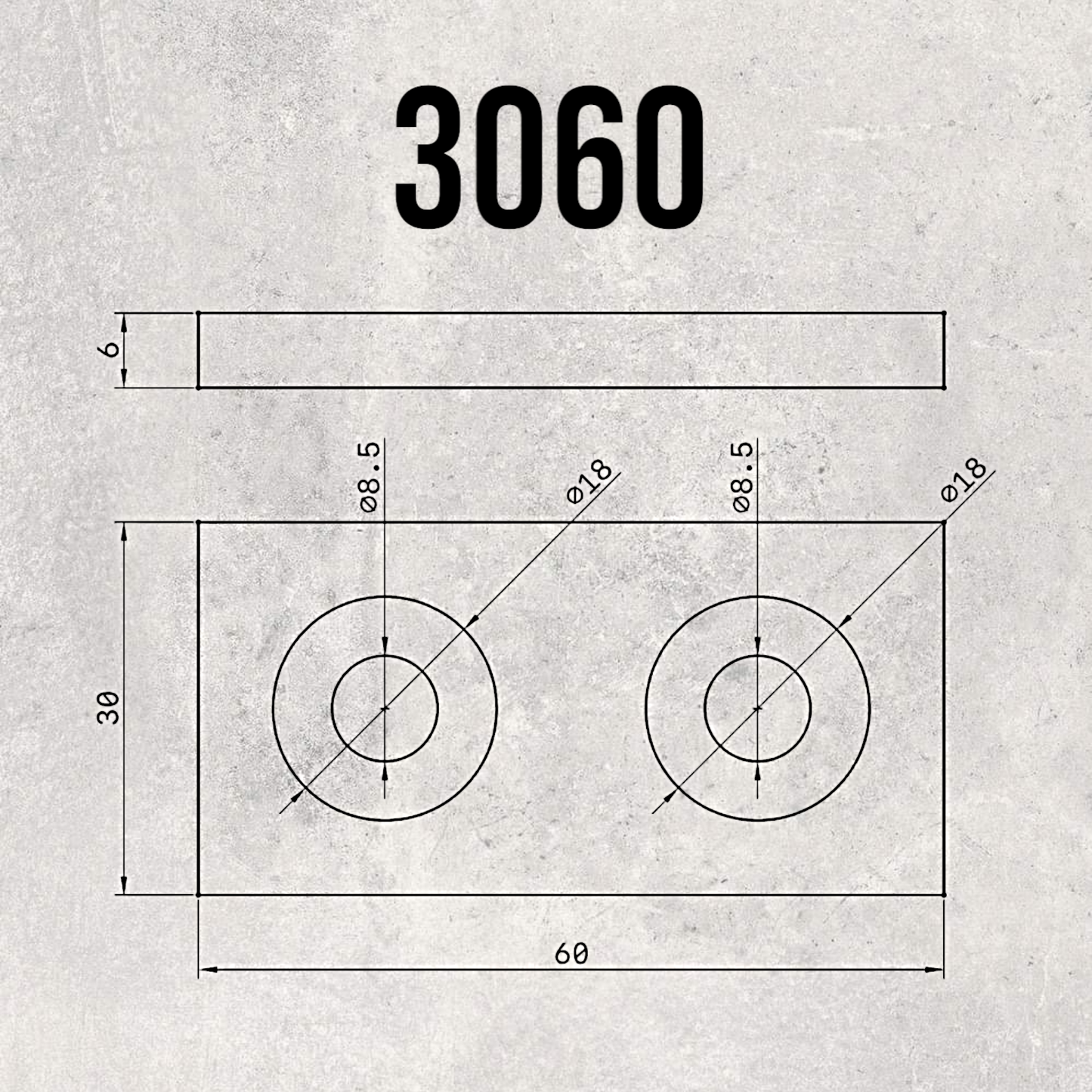 The Aluminum Carpenter, 8020, 80/20, Aluminium extrusion, Aluminum extrusion, Fixtures, Fasteners, Tools, Aluminum End Cap (Rectangular), Aluminum End Cap, 3060 View