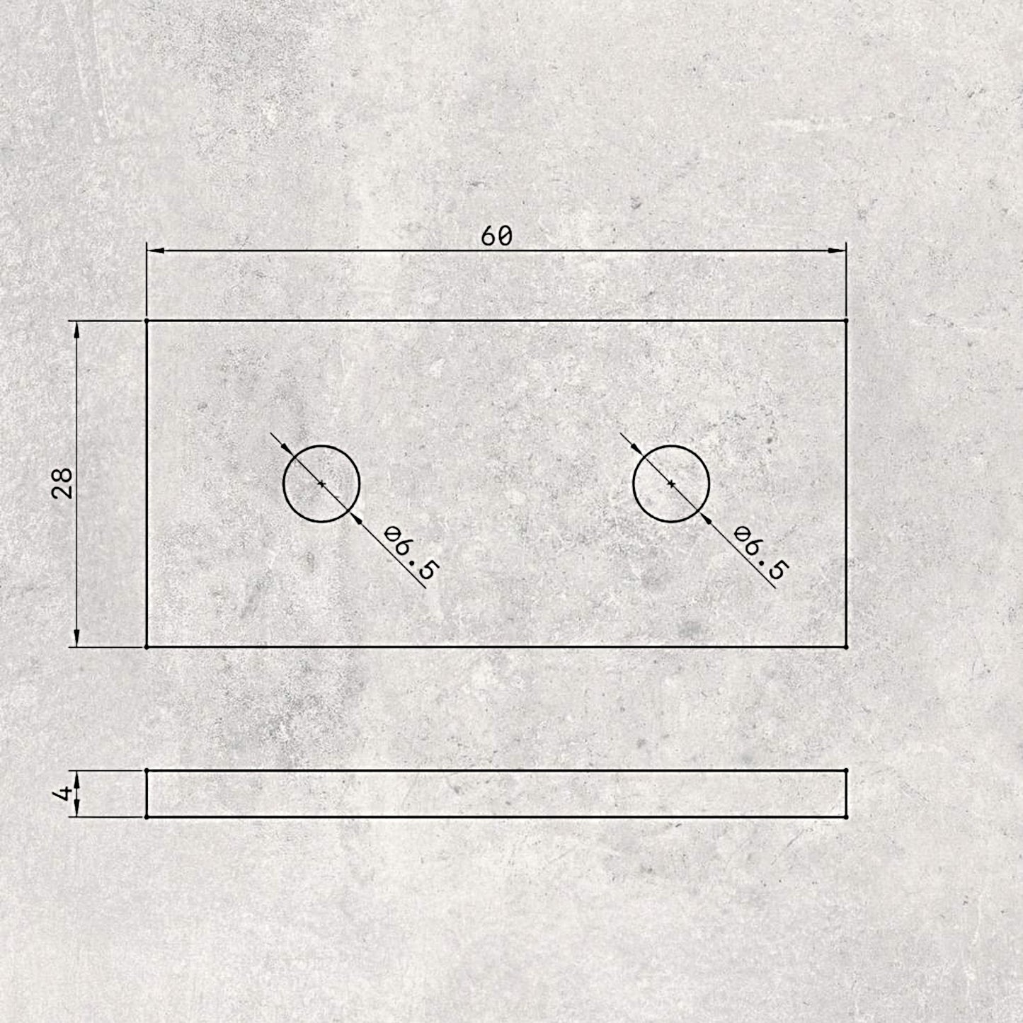 The Aluminum Carpenter, 8020, 80/20, Aluminium extrusion, Aluminum extrusion, Fixtures, Fasteners, Tools, 3060 Flush Plate, 3060, Flush Plate, Flush Plate Drawing 2 View