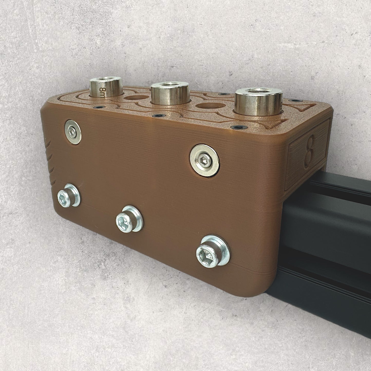 8020, 80/20, 4040, 4040 aluminum, 4040 aluminium, 40 Series, Aluminum Extrusion, Drilling Jig, Precision Drilling, Precision Hand Tool, 4040 20 & 60 & 100mm Offset Drilling Jig, Left View