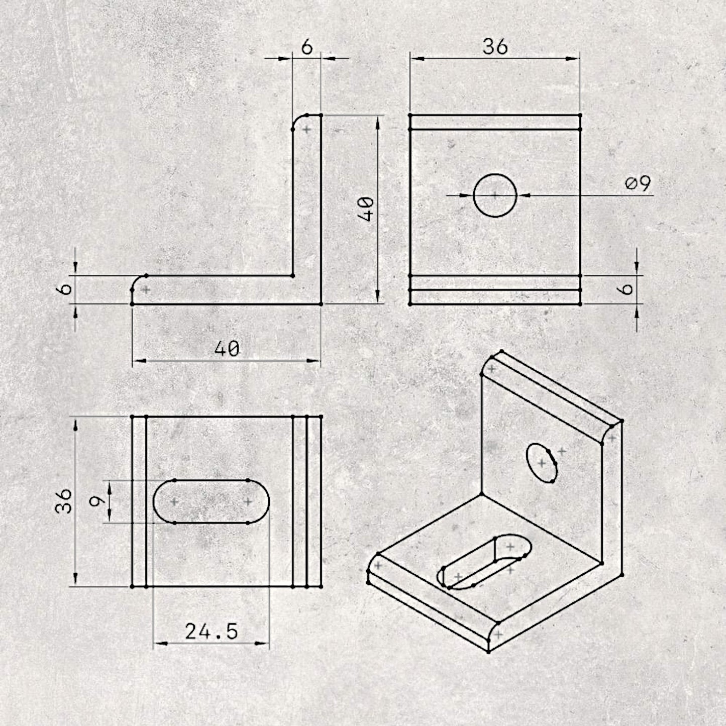 4040 Black Bracket (Set of 4)