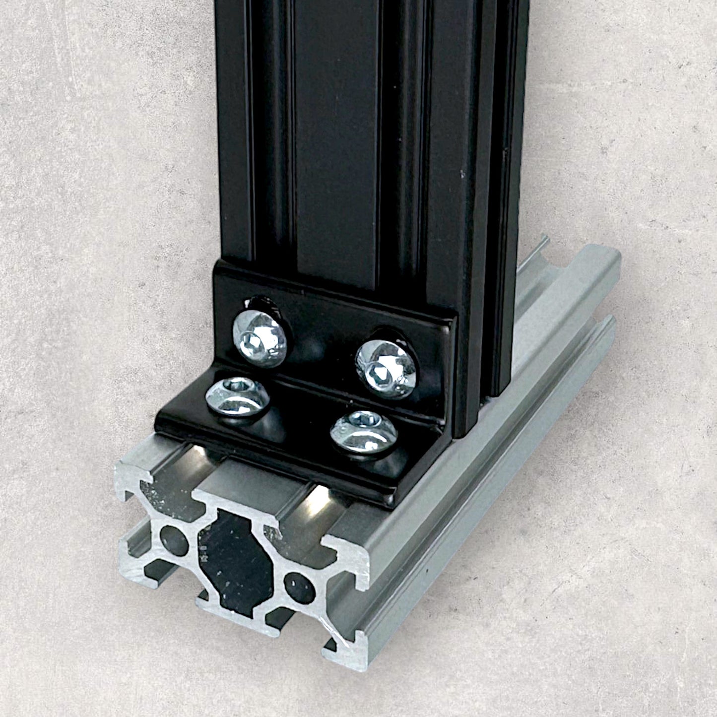 The Aluminum Carpenter, 8020, 80/20, Aluminium extrusion, Aluminum extrusion, Fixtures, Fasteners, Tools, 4080 Black Bracket, 4080, Black Bracket, Fit to Aluminum extrusion 2 View