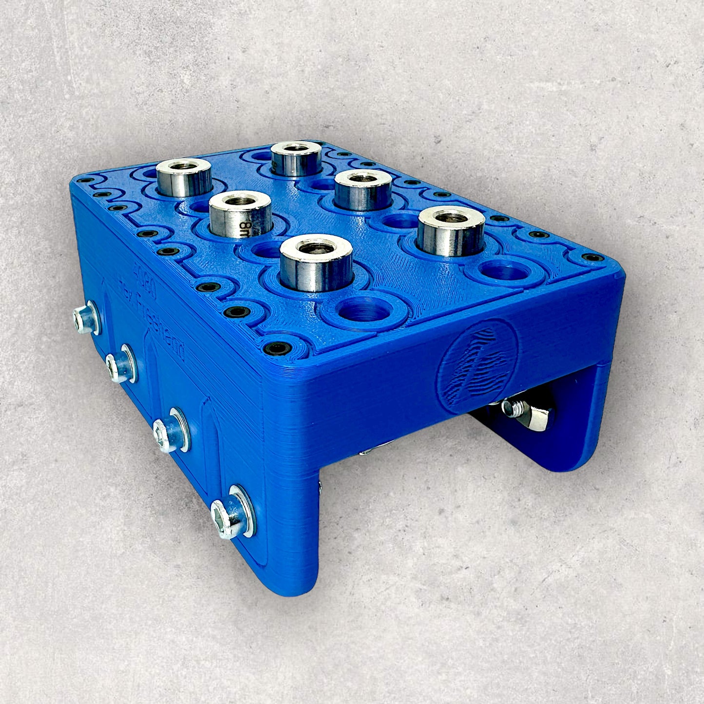 8020, 80/20, 4040, 4080, 4040 aluminum, 4080 aluminum, 4040 aluminium, 4080 aluminium, 40 Series, Aluminum Extrusion, Drilling Jig, Precision Drilling, Precision Hand Tool, 4080 Hex Freehand Drilling Jig, Right Front View