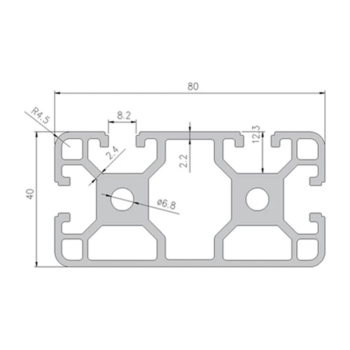 4080N1 profile cross-section with dimensions