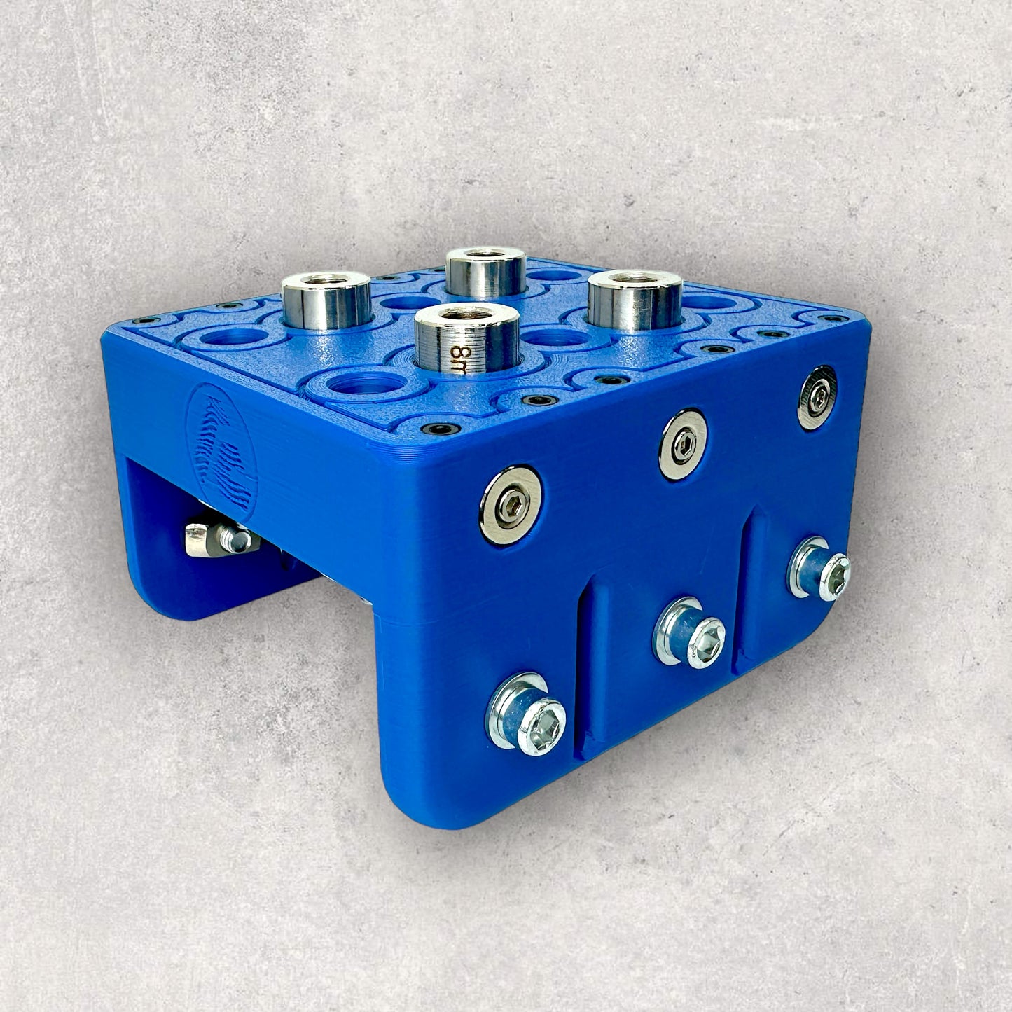 8020, 80/20, 4040, 4080, 4040 aluminum, 4080 aluminum, 4040 aluminium, 4080 aluminium, 40 Series, Aluminum Extrusion, Drilling Jig, Precision Drilling, Precision Hand Tool, 4080 Quad Freehand Drilling Jig, Front Left View