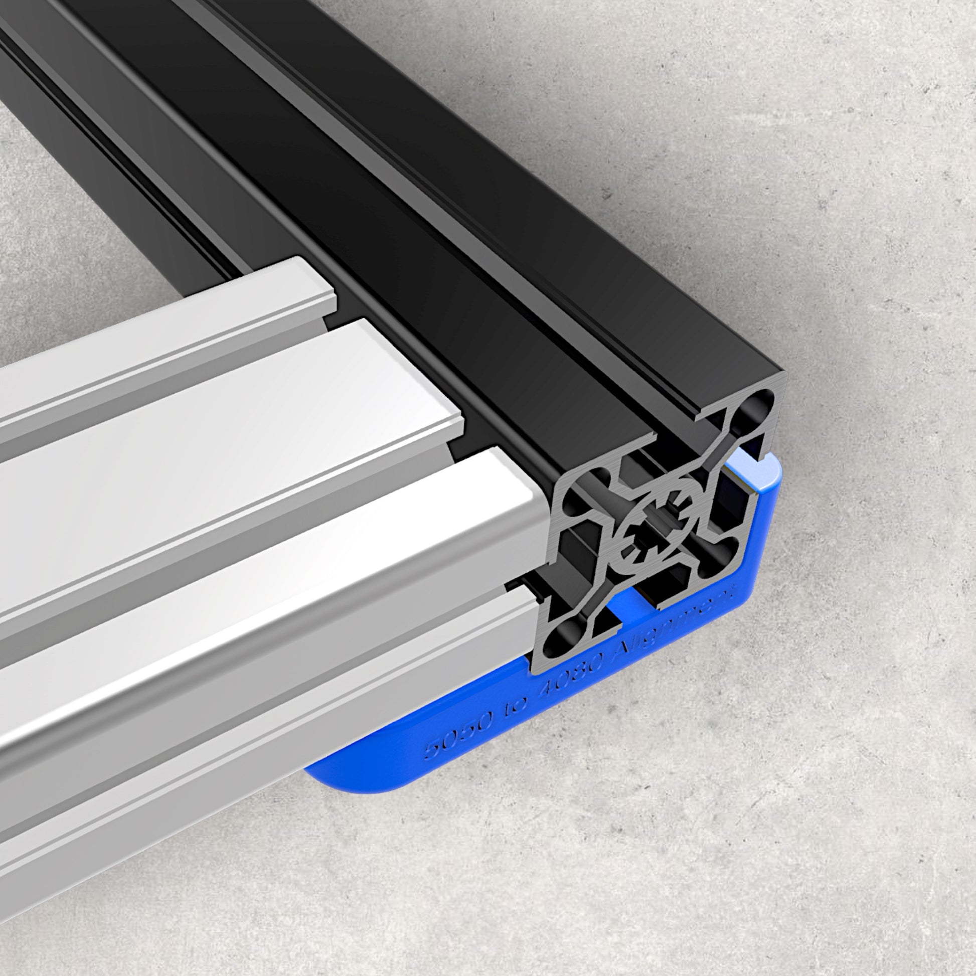 8020, 80/20, 5050, 5050 aluminum, 5050 aluminium, 50 Series, Aluminum Extrusion, Drilling Jig, Precision Drilling, Precision Hand Tool, 5050 to 4080 Alignment Jig, Joinery View
