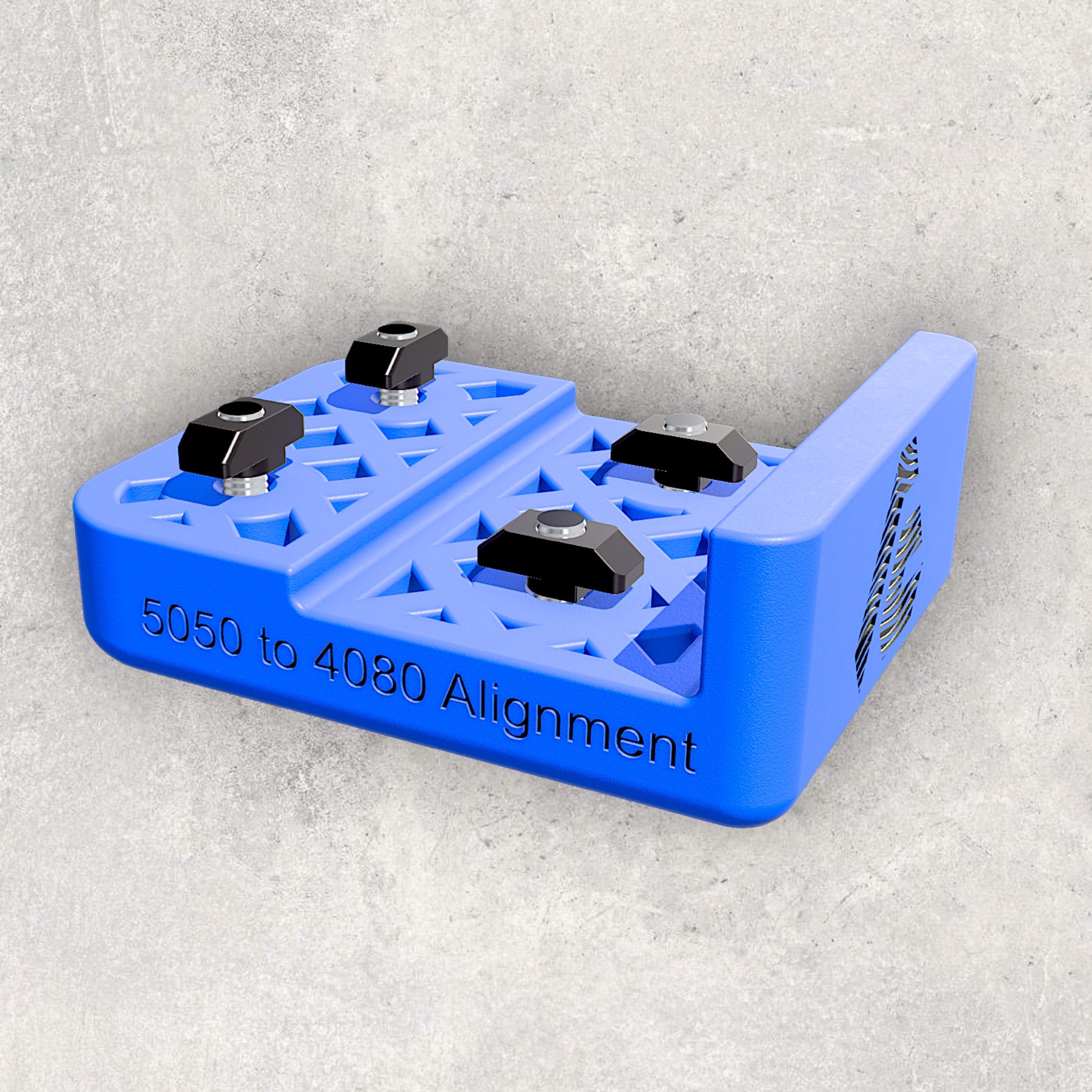 8020, 80/20, 5050, 5050 aluminum, 5050 aluminium, 50 Series, Aluminum Extrusion, Drilling Jig, Precision Drilling, Precision Hand Tool, 5050 to 4080 Alignment Jig, Bottom Image View