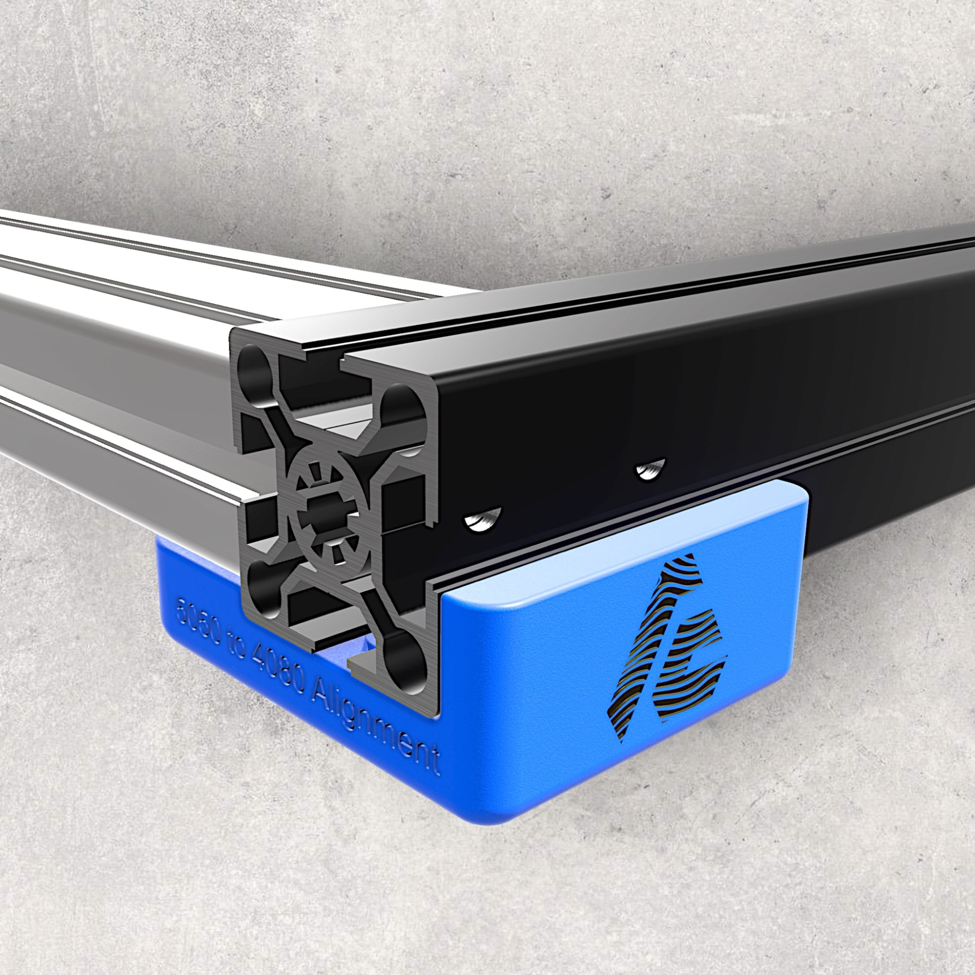 8020, 80/20, 5050, 5050 aluminum, 5050 aluminium, 50 Series, Aluminum Extrusion, Drilling Jig, Precision Drilling, Precision Hand Tool, 5050 to 4080 Alignment Jig, Joinery Front View