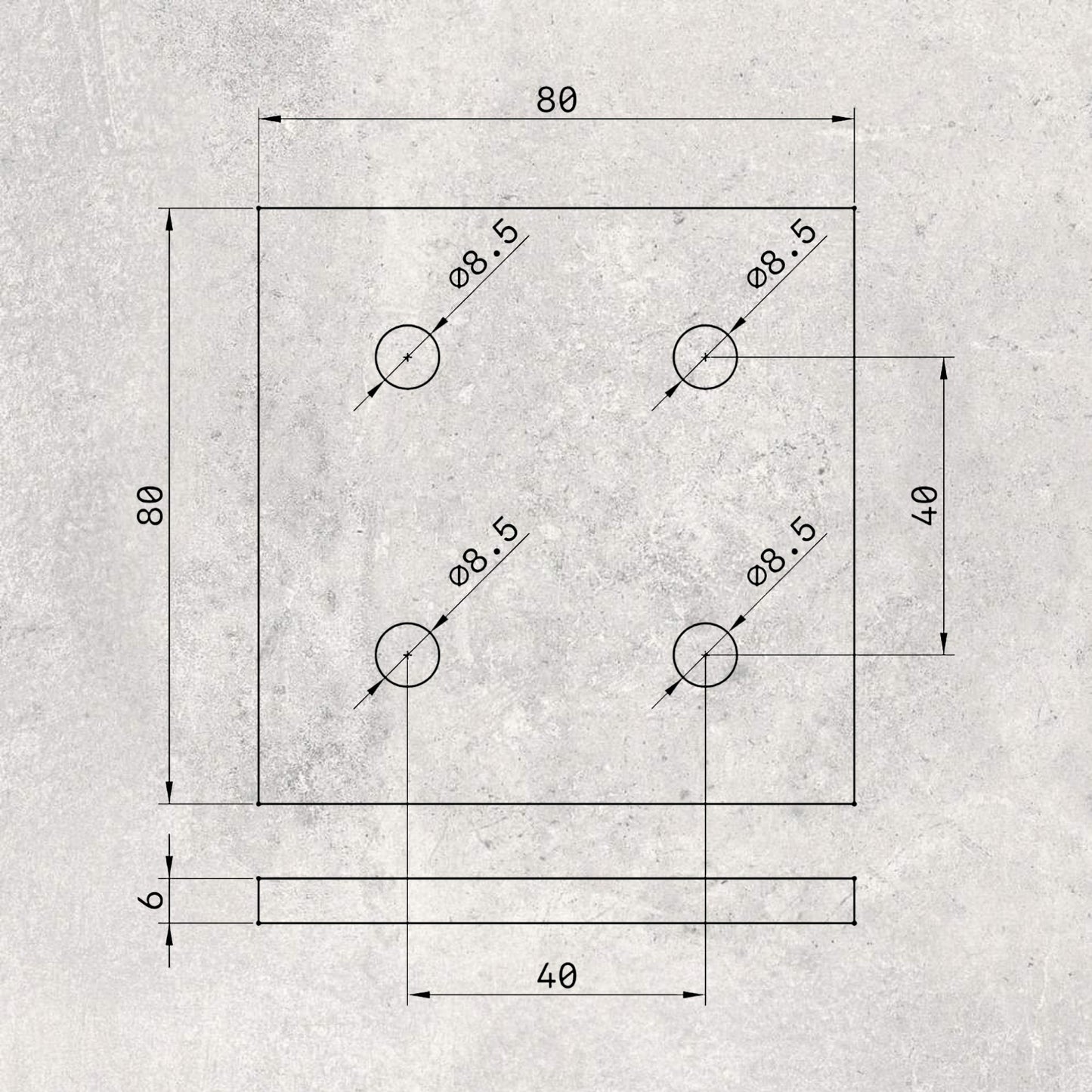 8080 Flush Plate Black