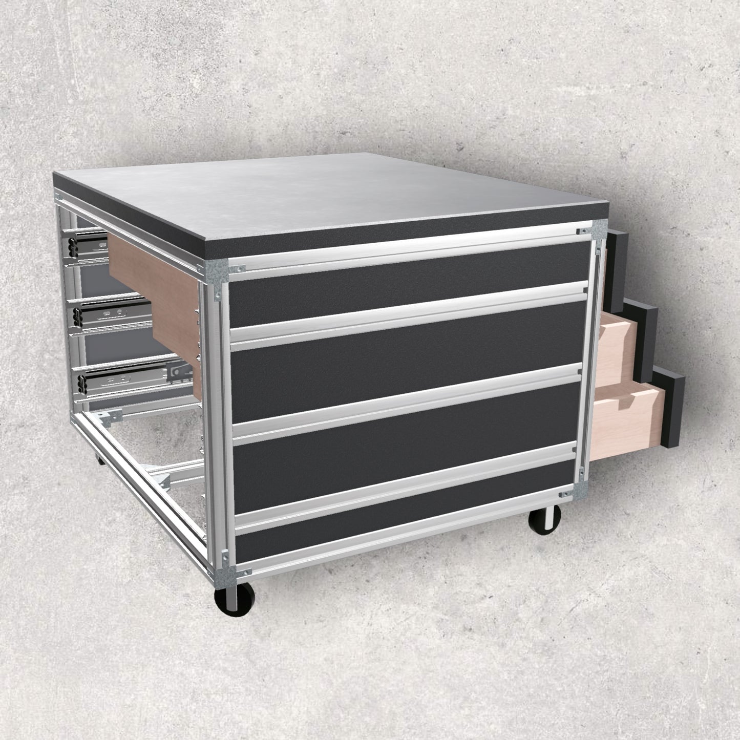 8020, 80/20, 2020, 8020 Design, Aluminum Design, Aluminium Design, Aluminum Extrusion Design, Aluminium Extrusion Design, Aluminum Extrusion, 3d Model, 3 D Model, Digital, Download, Digital Download, Extruded Aluminum, Extruded Aluminium, Multifunction Printer Desk, Multifunction Printer Table, Mobile Desk, Mobile Table, Printer Desk, Printer Table, Printer Stand, Left Back Opened View
