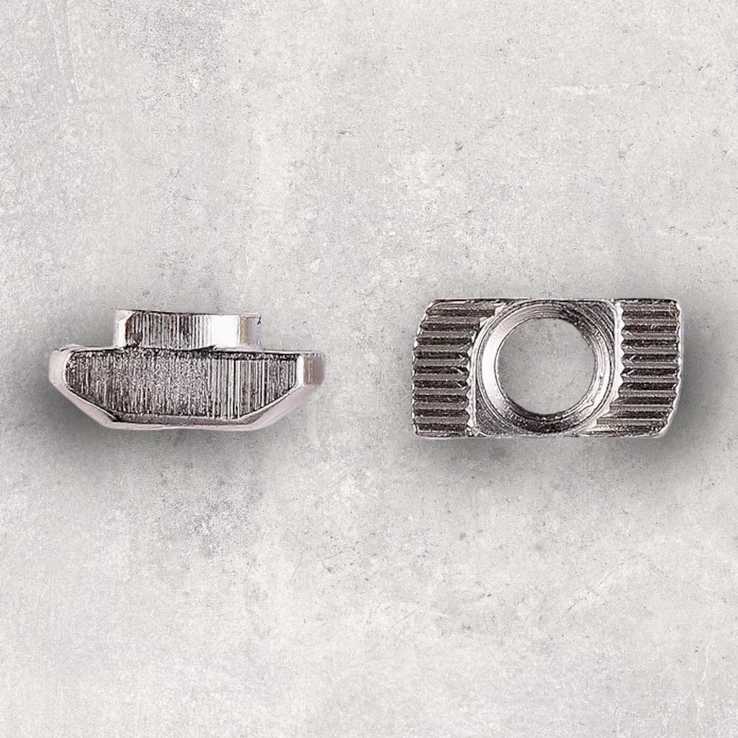 The Aluminum Carpenter, 8020, 80/20, Aluminium extrusion, Aluminum extrusion, Fixtures, Fasteners, Tools, Hammerhead T-Nuts, Hammerhead, T-Nuts, Side & Bottom View