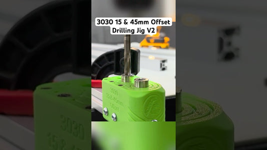 3030 15 and 45mm offset drilling jig for aluminum extrusion in use — video