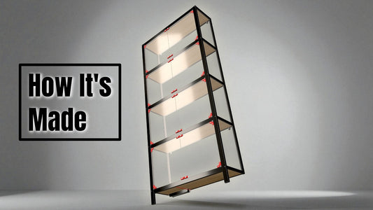 Aluminum extrusion display cabinet with LED lighting, acrylic panels and magnetic hinges — build video