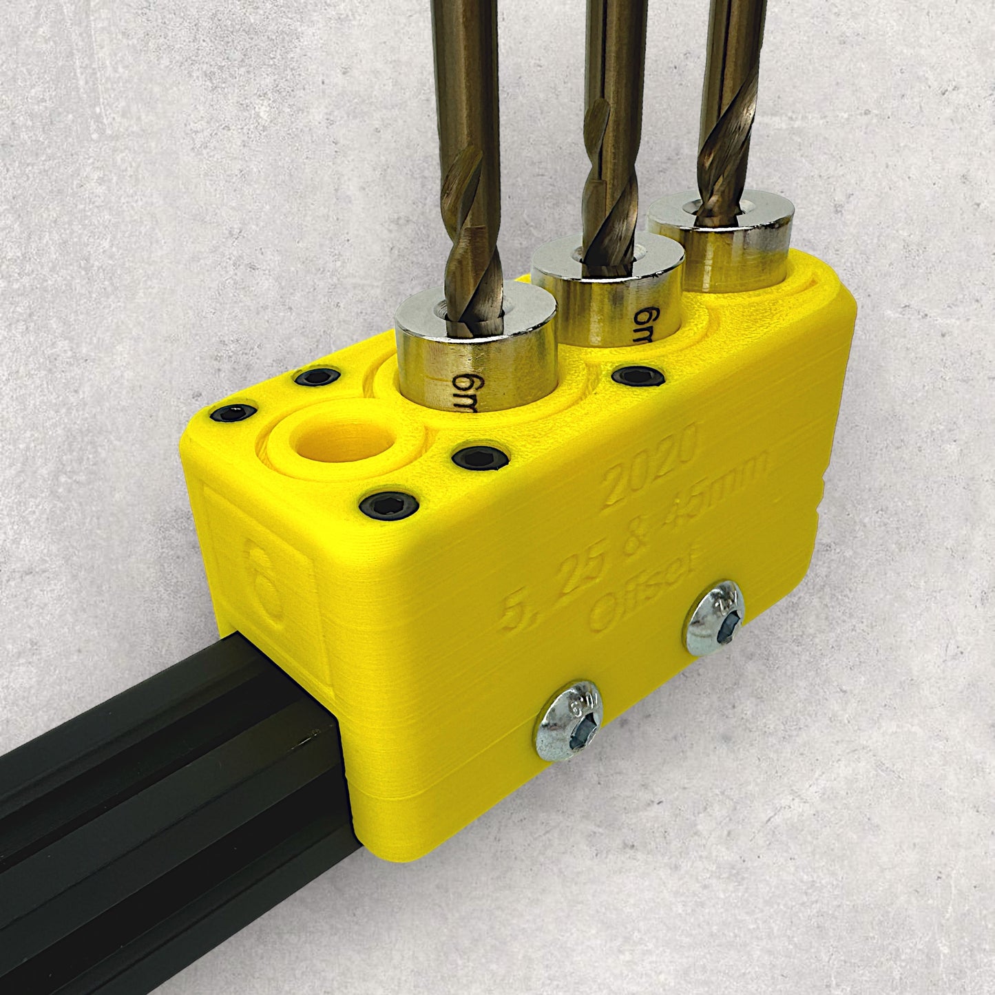 8020, 80/20, 2020, 2020 aluminum, 2020 aluminium, 20 Series, Aluminum Extrusion, Drilling Jig, Precision Drilling, Precision Hand Tool, 2020 5 & 25 & 45mm Offset Drilling Jig, Size 6 View