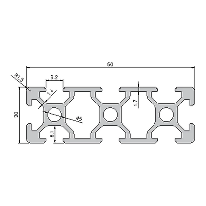 2060 profile cross-section with dimensions