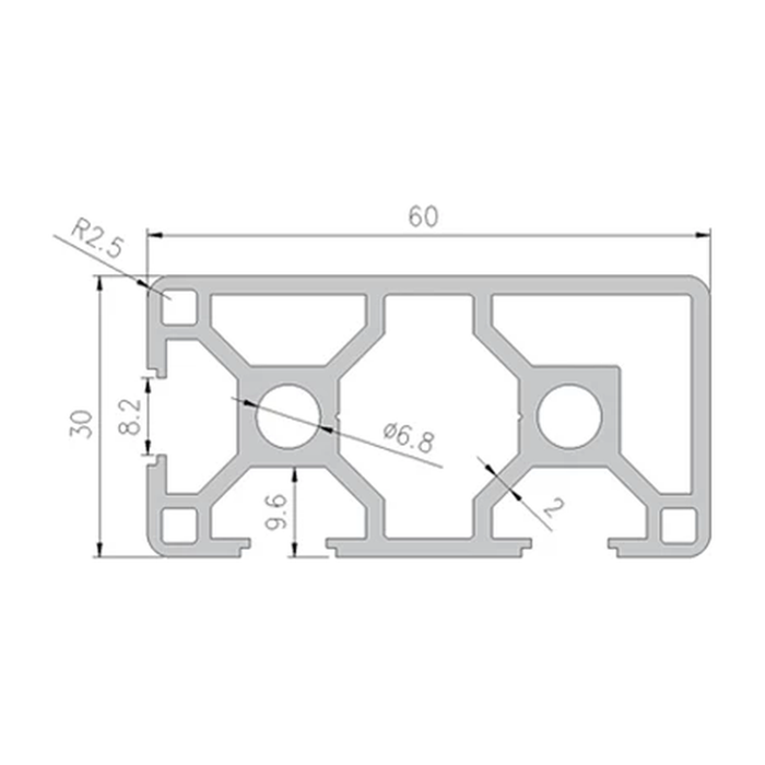 3060N2 profile cross-section with dimensions