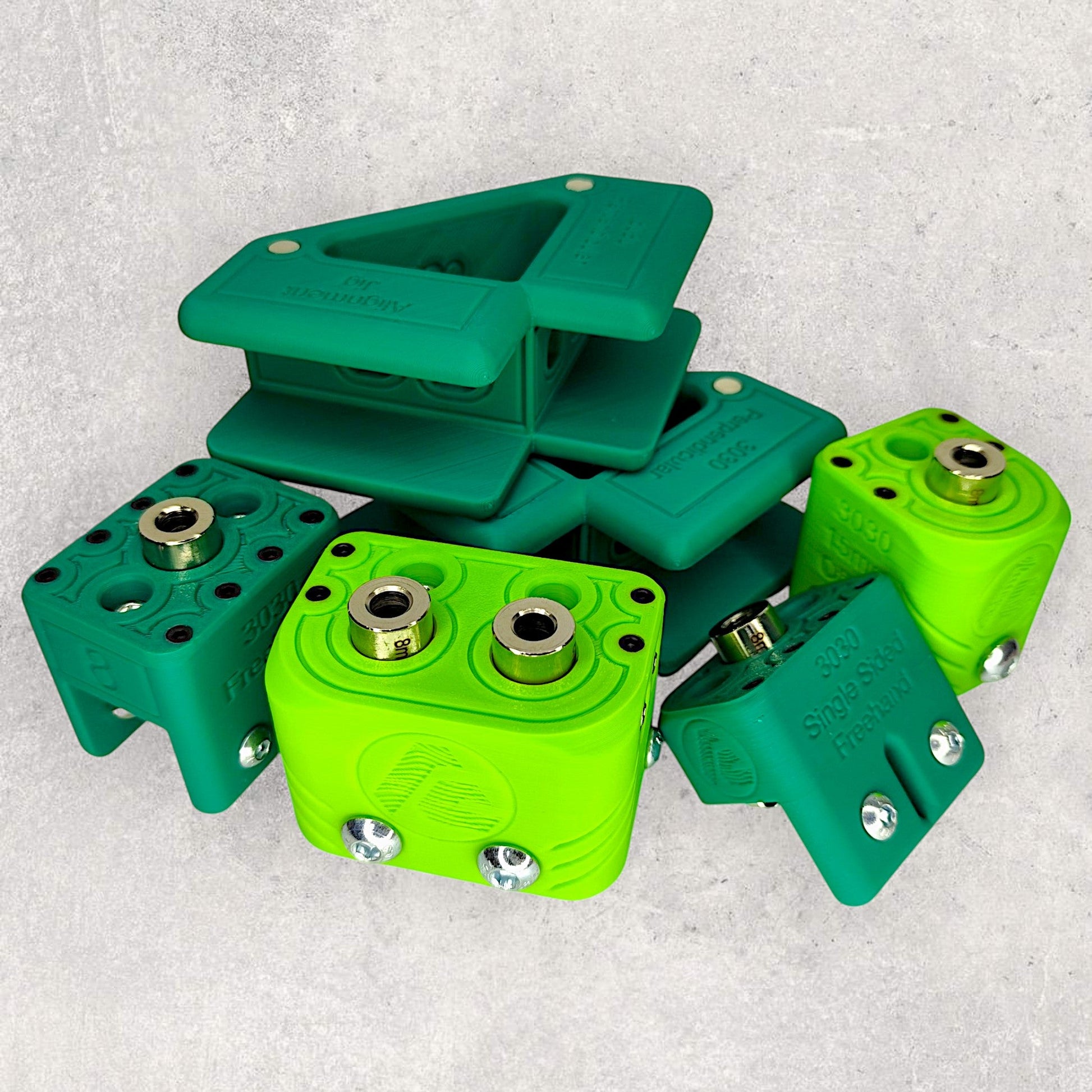 The Aluminum Carpenter, Starter Kit, 8020, 80/20, Aluminium Extrusion, Aluminum Extrusion, Extruded Aluminum, 3030, 3030 15mm Offset Drilling Jig, 3060 15mm Offset Drilling Jig, 3030 Single Sided Freehand Drilling Jig 3030 Freehand Drilling Jig, 3030 Perpendicular Alignment Jig, Bundle