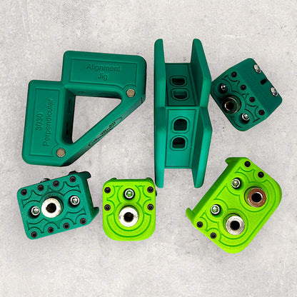 The Aluminum Carpenter, Starter Kit, 8020, 80/20, Aluminium Extrusion, Aluminum Extrusion, Extruded Aluminum, 3030, 3030 15mm Offset Drilling Jig, 3060 15mm Offset Drilling Jig, 3030 Single Sided Freehand Drilling Jig 3030 Freehand Drilling Jig, 3030 Perpendicular Alignment Jig, Bundle