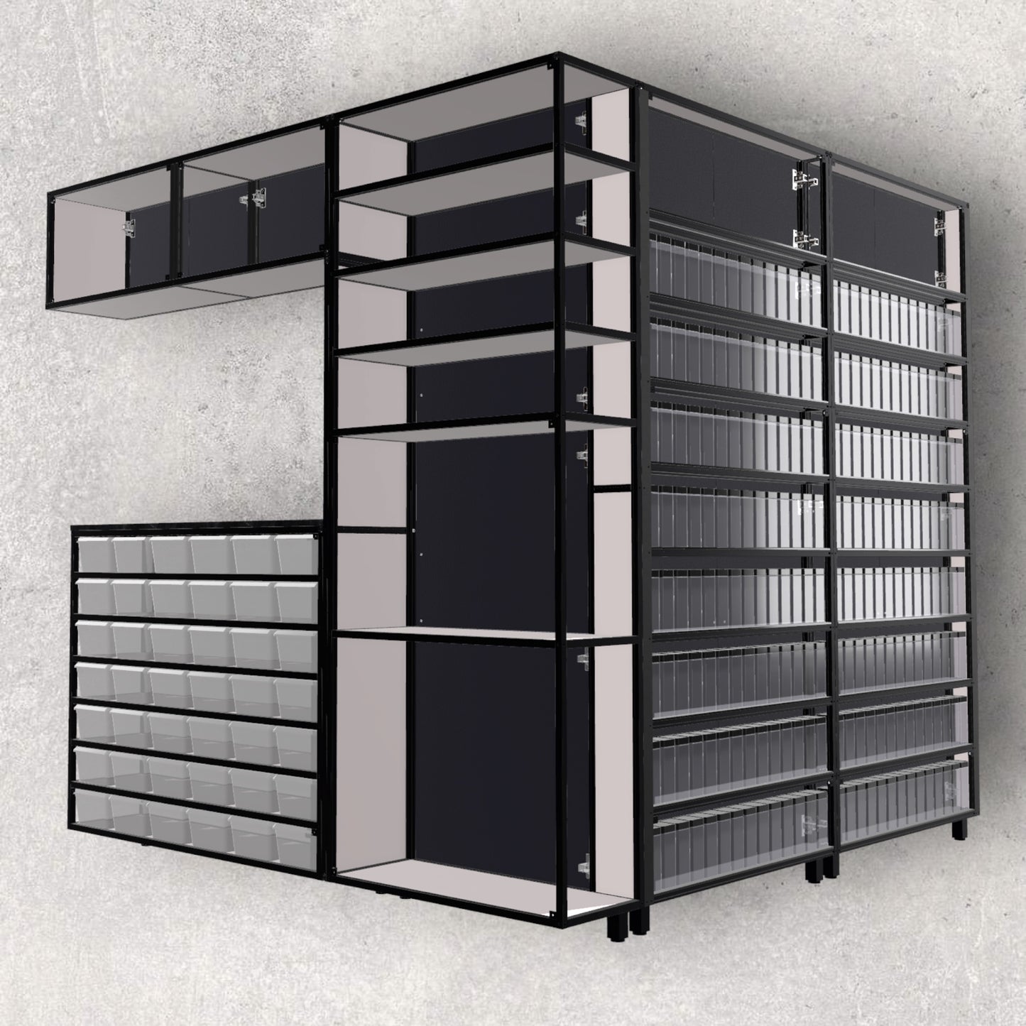 8020, 80/20, 2020, 8020 Design, Aluminum Design, Aluminium Design, Aluminum Extrusion Design, Aluminium Extrusion Design, Aluminum Extrusion, 3d Model, 3 D Model, Digital, Download, Digital Download, Extruded Aluminum, Extruded Aluminium, Domestic Aluminum Structure, Study Room Furniture, Back View