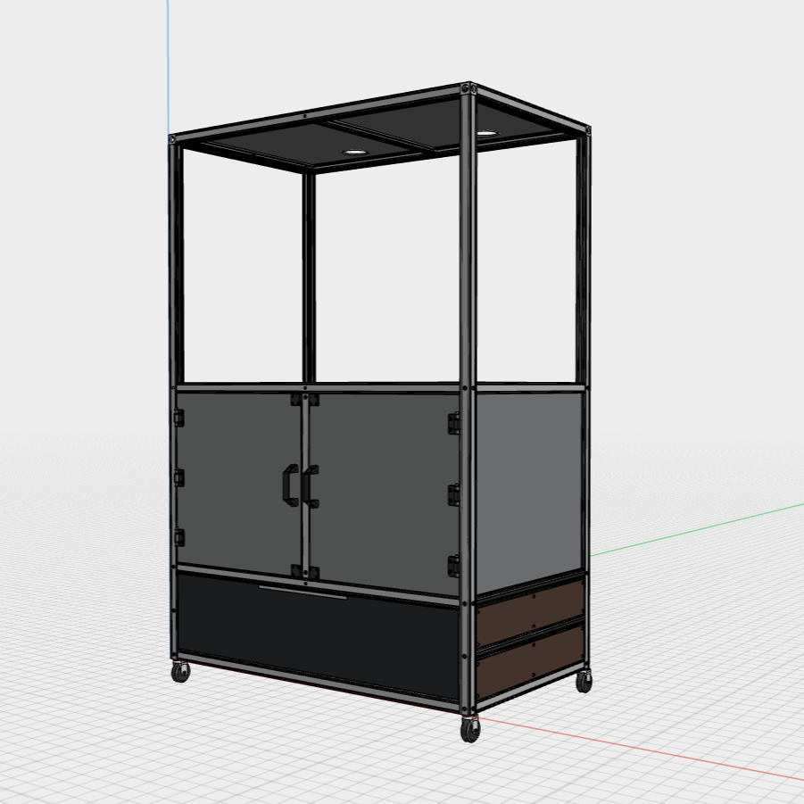 3D Printer Rack, Built-In Enclosures, Material Fusion, Multiple 3D Printers, Built-In Drawer, Design, Plans, Build Plans, Aluminum Extrusion Design, CAD, CAD File, Digital Download, Digital, Aluminum Extrusion, Aluminium Extrusion, 8020, 80/20, 3D Model