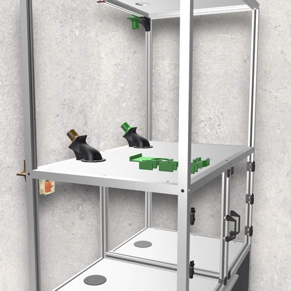 3D Printer Rack, Built-In Enclosures, Material Fusion, Exhaust System, Multiple 3D Printers, Built-In Drawer, Design, Plans, Build Plans, Aluminum Extrusion Design, CAD, CAD File, Digital Download, Digital, Aluminum Extrusion, Aluminium Extrusion, 8020, 80/20, Mid Tier View