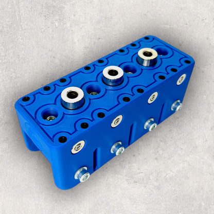 8020, 80/20, 4040, 4040 aluminum, 4040 aluminium, 40 Series, Aluminum Extrusion, Drilling Jig, Precision Drilling, Precision Hand Tool, 4040 Tri Freehand Drilling Jig, Top Left View