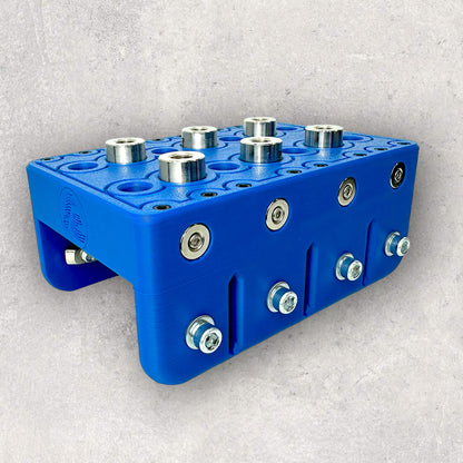 8020, 80/20, 4040, 4080, 4040 aluminum, 4080 aluminum, 4040 aluminium, 4080 aluminium, 40 Series, Aluminum Extrusion, Drilling Jig, Precision Drilling, Precision Hand Tool, 4080 Hex Freehand Drilling Jig, Front Left View