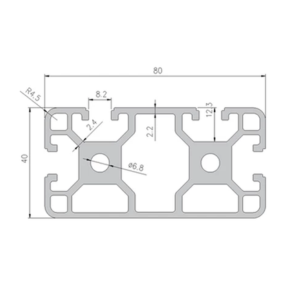 4080N1 profile cross-section with dimensions