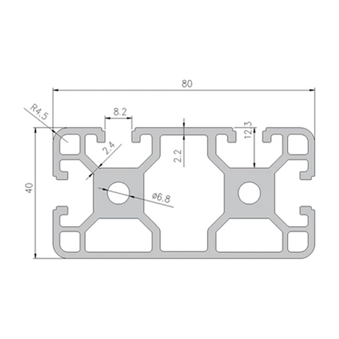 4080N1 profile cross-section with dimensions
