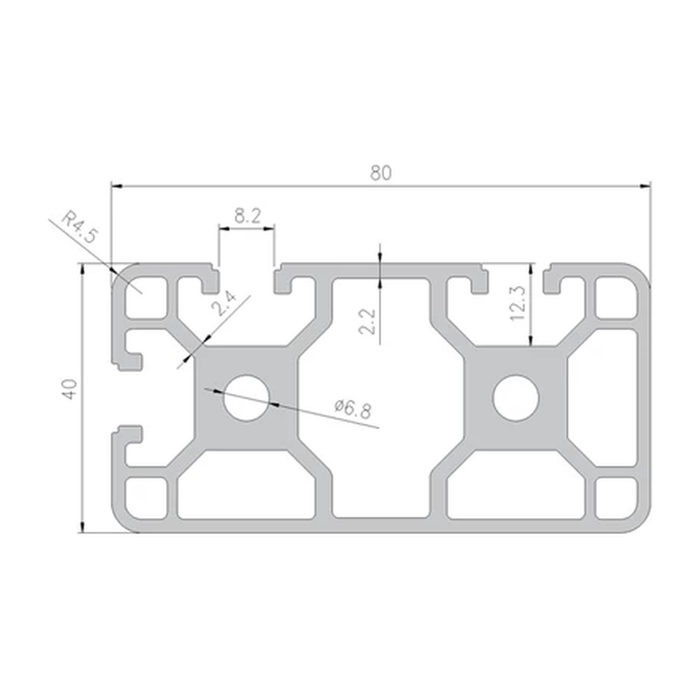4080N2 profile cross-section with dimensions