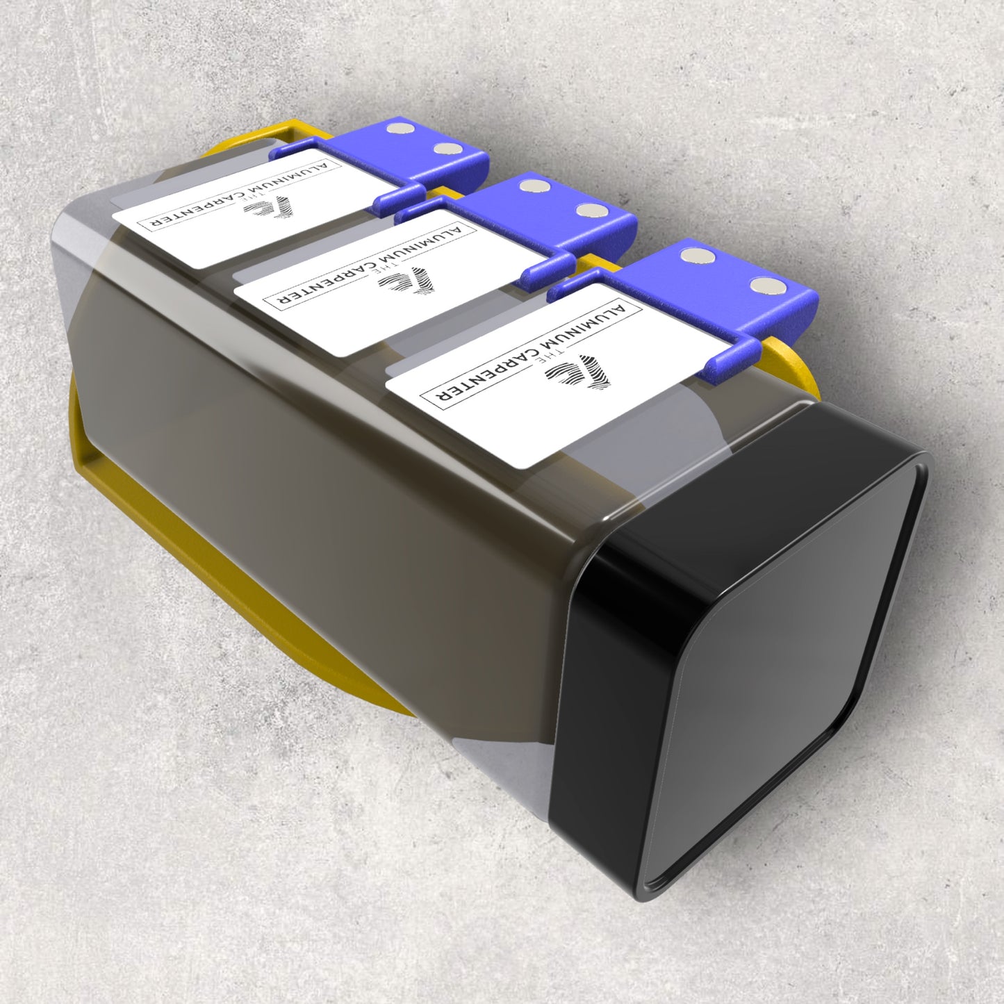 Labelling, label, bottle labelling, labelling system, 3d printed, 3d printer, 3d printing, 3d print, magnetic assembly, magnetic, the aluminum carpenter, digital, download, magnetic solutions, organized labelling, bottle view