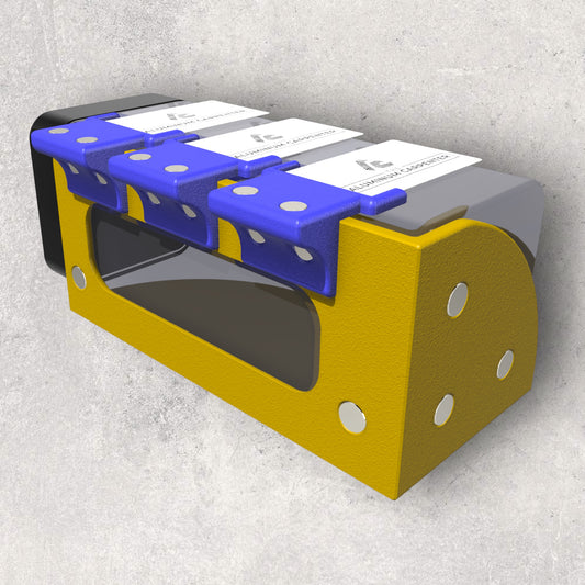 Labelling, label, bottle labelling, labelling system, 3d printed, 3d printer, 3d printing, 3d print, magnetic assembly, magnetic, the aluminum carpenter, digital, download, magnetic solutions, organized labelling, back view