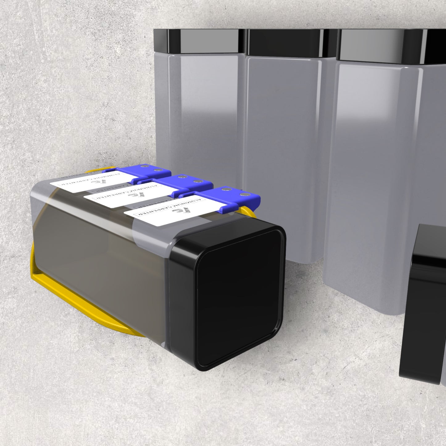 Labelling, label, bottle labelling, labelling system, 3d printed, 3d printer, 3d printing, 3d print, magnetic assembly, magnetic, the aluminum carpenter, digital, download, magnetic solutions, organized labelling, labelled view