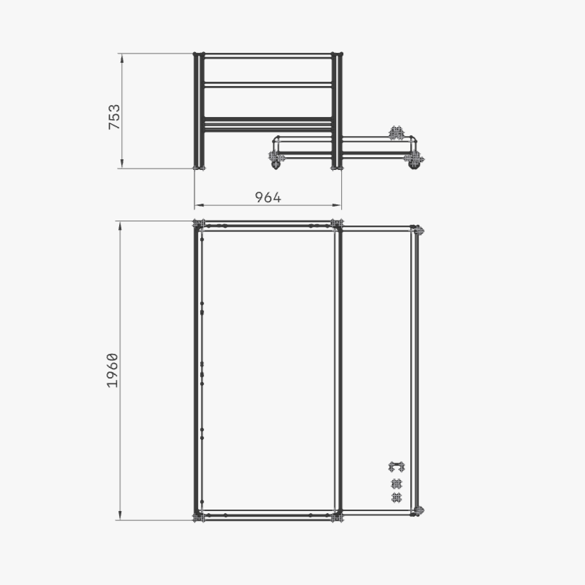 aluminum extrusion double bed, slide out under bed, single size bed, digital download, aluminum extrusion structure, build plan, cad, the aluminum carpenter, 8020, 80/20, dimensions