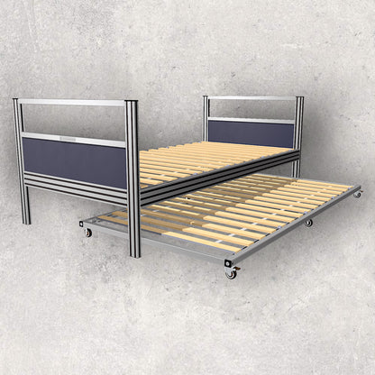 aluminum extrusion double bed, slide out under bed, single size bed, digital download, aluminum extrusion structure, build plan, cad, the aluminum carpenter, 8020, 80/20, without mattress view