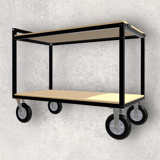 aluminum extrusion smalll cart, mobile cart, trolley, simple cart, push cart, material fusion, digital download, aluminum extrusion structure, build plan, cad, the aluminum carpenter, 8020, 80/20, side view