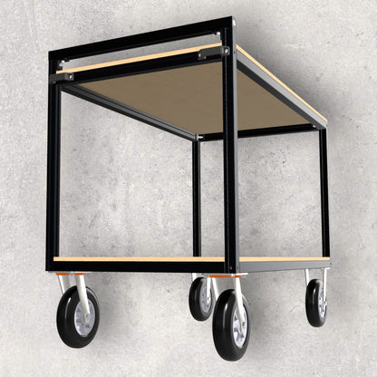 aluminum extrusion smalll cart, mobile cart, trolley, simple cart, push cart, material fusion, digital download, aluminum extrusion structure, build plan, cad, the aluminum carpenter, 8020, 80/20, front view