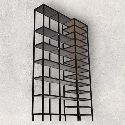 Aluminum Shelf, Study Room Shelf, Multipurpose, Aluminum Design, 3D Model, material fusion, digital download, aluminum extrusion structure, build plan, cad, the aluminum carpenter, 8020, 80/20, front view