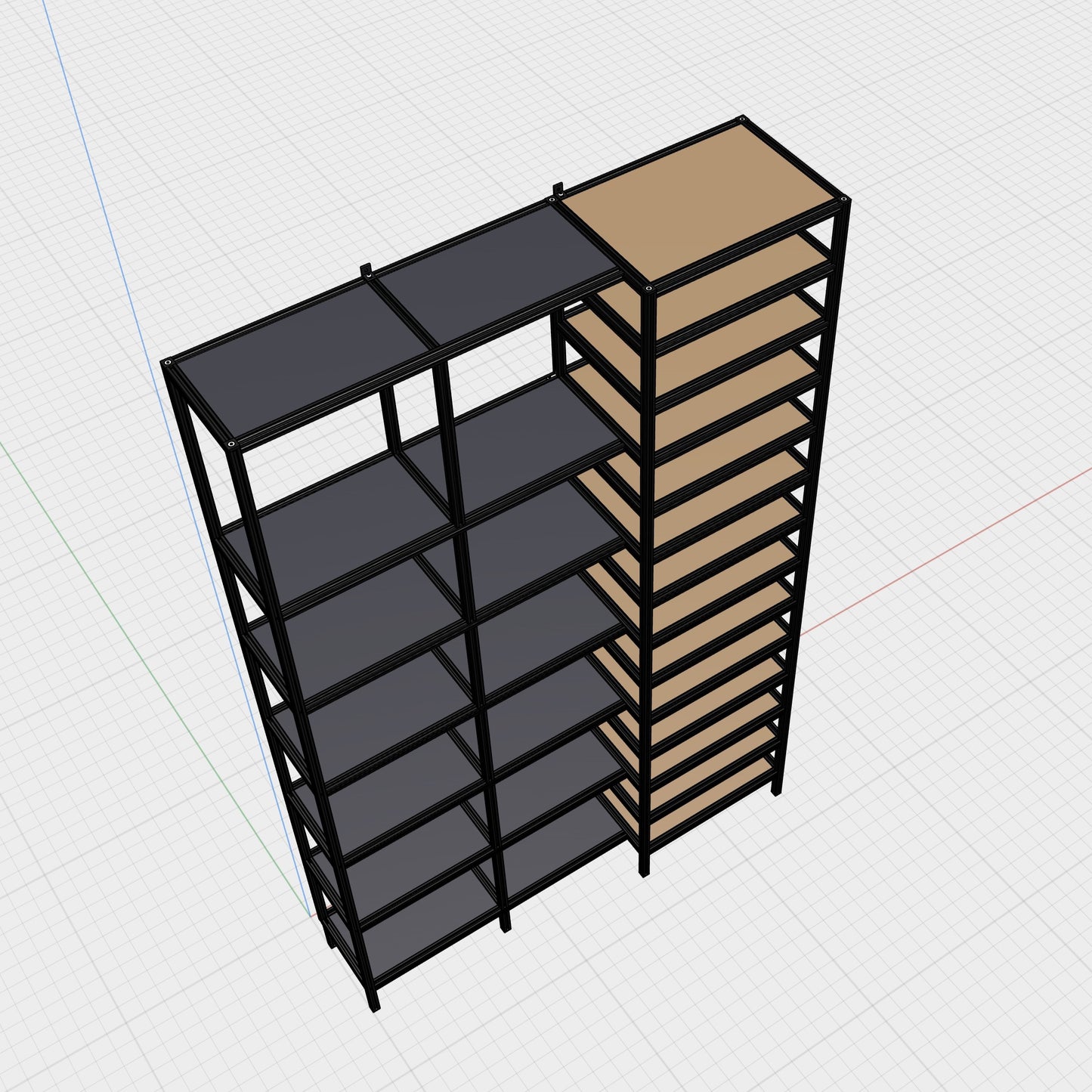 Aluminum Shelf, Study Room Shelf, Multipurpose, Aluminum Design, 3D Model, material fusion, digital download, aluminum extrusion structure, build plan, cad, the aluminum carpenter, 8020, 80/20, 3d model