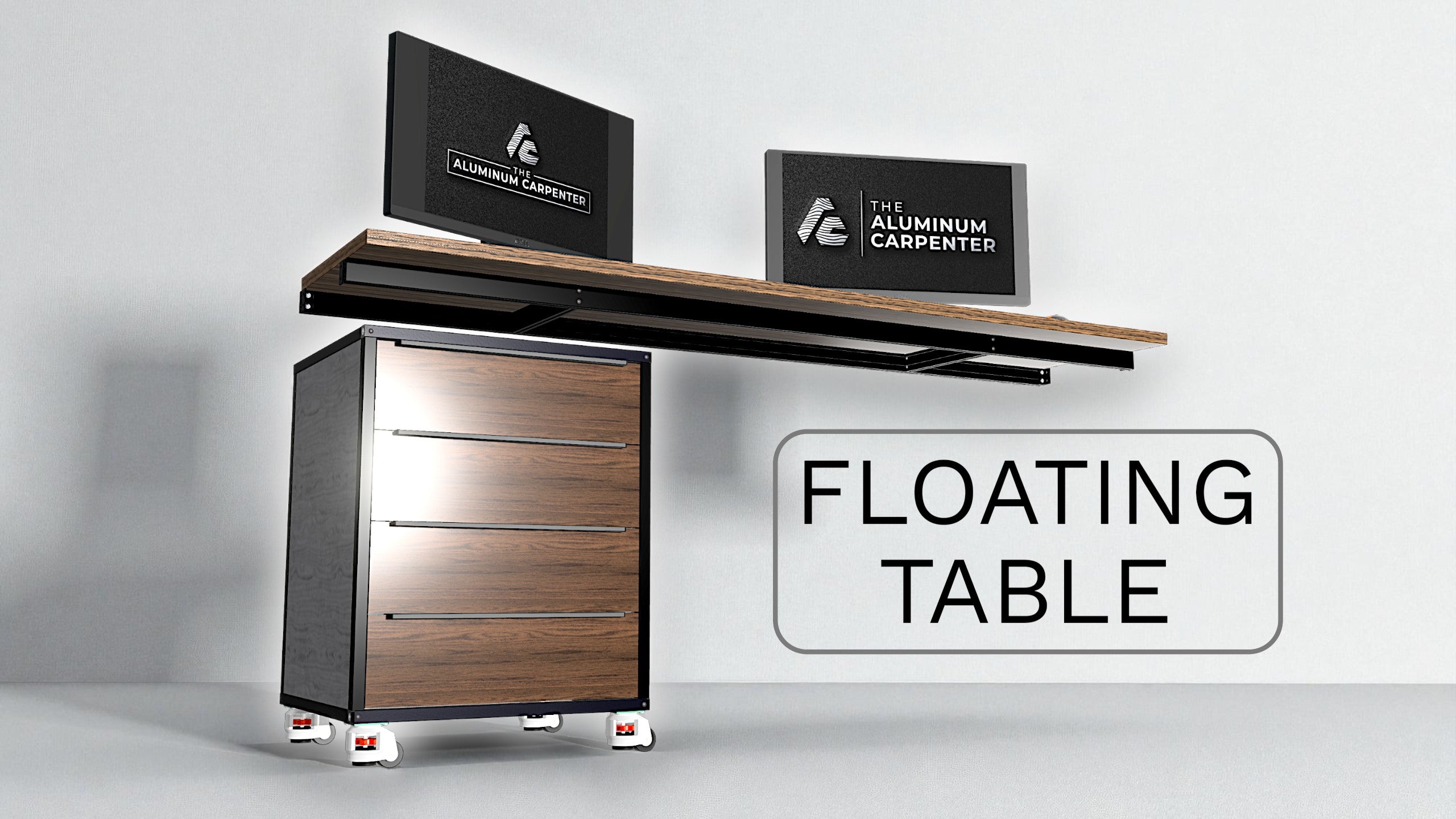 Load video: Floating Desk Setup &amp; Aluminum Extrusion Drawer Cabinet