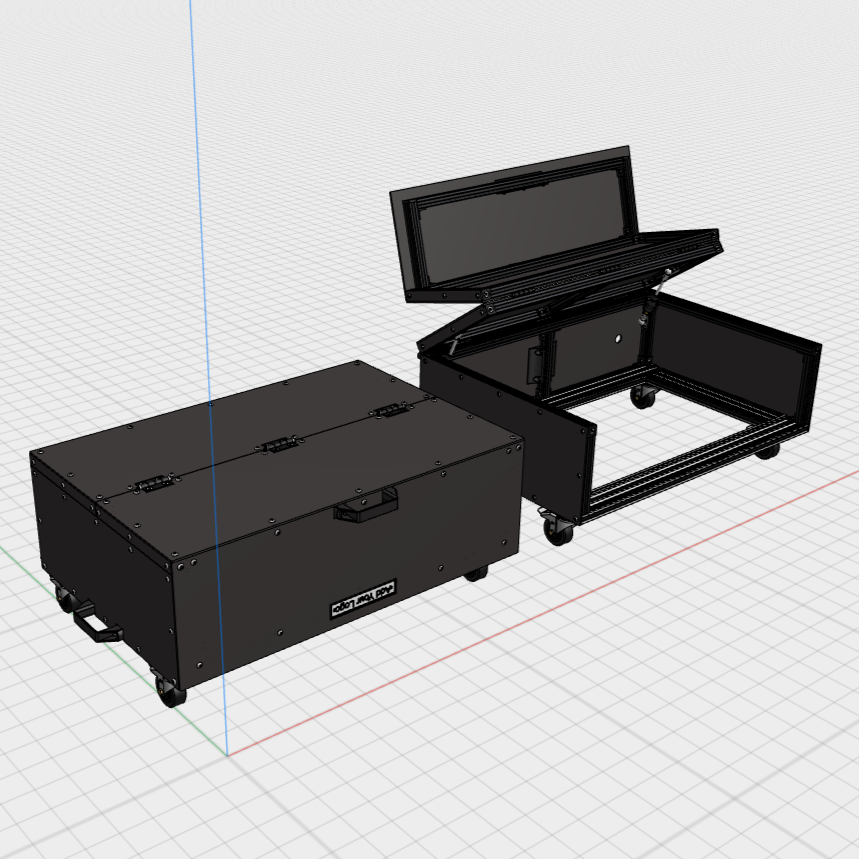 Guitar Pedalboard, Guitar Pedalboard Case, Pedalboard Box, Musicians' Box, Mobile Case, Material Fusion, Flip Lid Case, Magnetic Lid Case, Design, Plans, Build Plans, Aluminum Extrusion Design, CAD, CAD File, Digital Download, Digital, Aluminum Extrusion, Aluminium Extrusion, 8020, 80/20, 3D Model