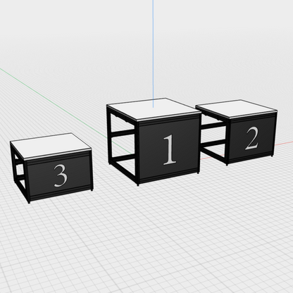 Winners Podium, Winner's Podium, Stackable, Winners Podium Stackable, Design, Plans, Build Plans, Aluminum Extrusion Design, CAD, CAD File, Digital Download, Digital, Aluminum Extrusion, Aluminium Extrusion, 8020, 80/20, 3D Model