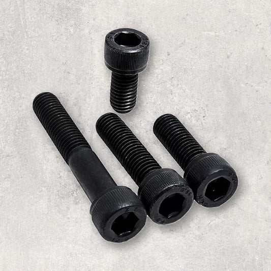 The Aluminum Carpenter, 8020, 80/20, Aluminium extrusion, Aluminum extrusion, Fixtures, Fasteners, Tools, Socket Head Cap Screw, M3, Black, Four Screws Angled View