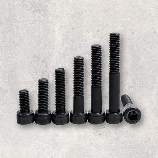 The Aluminum Carpenter, 8020, 80/20, Aluminium extrusion, Aluminum extrusion, Fixtures, Fasteners, Tools, Socket Head Cap Screw, M3, Black, Lengths Side by Side