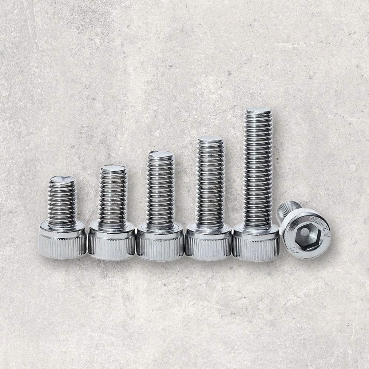 The Aluminum Carpenter, 8020, 80/20, Aluminium extrusion, Aluminum extrusion, Fixtures, Fasteners, Tools, Socket Head Cap Screw, M5, Stainless Steel, Lengths Side by Side