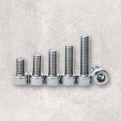 The Aluminum Carpenter, 8020, 80/20, Aluminium extrusion, Aluminum extrusion, Fixtures, Fasteners, Tools, Socket Head Cap Screw, M6, Stainless Steel, Lengths Side by Side
